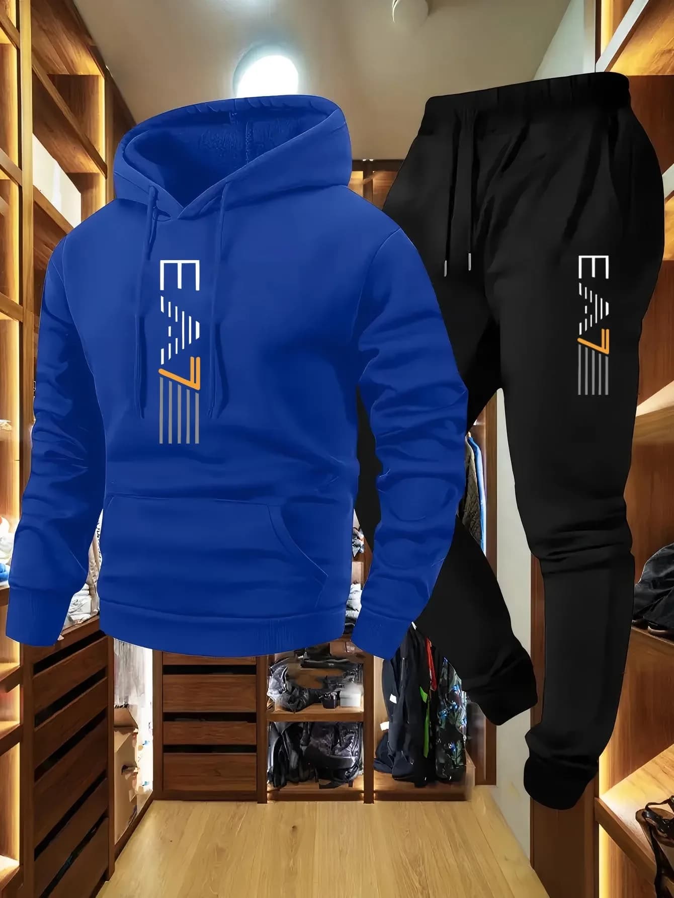 Minimalist Solid Hoodie Tracksuit Stylish Front Print Elastic Cuff Joggers Comfort Knit All Occasion Daily Sportswear