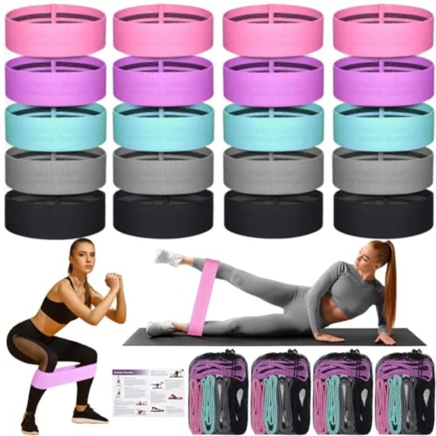 Fasce elastiche in tessuto per allenamento, 5 livelli, antiscivolo, nere e grigie, elastico resistente per fianchi, cosce, glutei, gambe, Pi