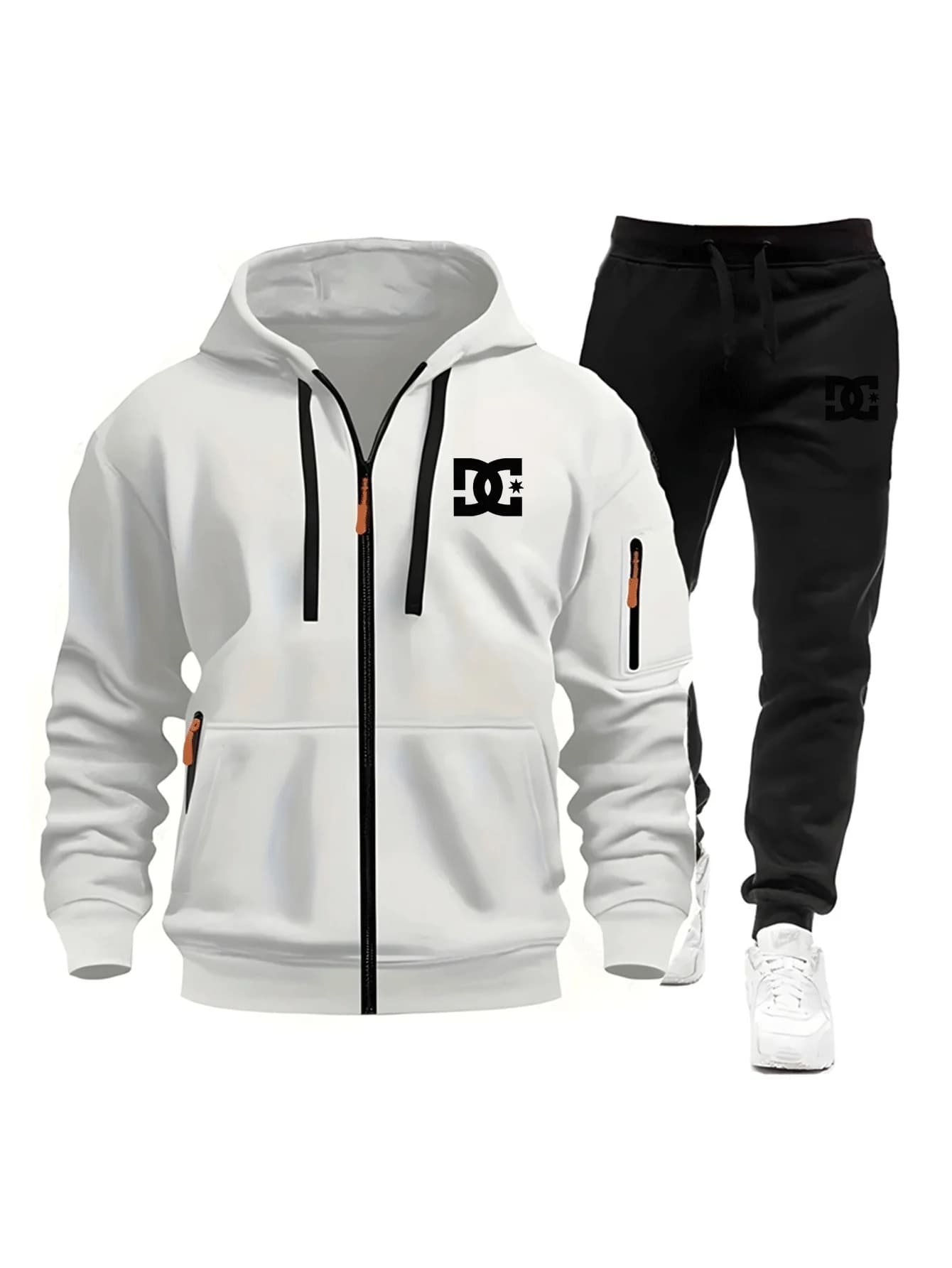 Set Felpa con Cappuccio Casual alla Moda per Uomo, Autunno Inverno, Comodo Completo Sportivo Personalizzato con Pantaloni Coordinati