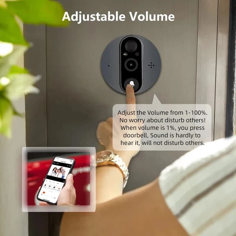Household 3MP Smart Life Tuya WiFi Door Bell Eye Peephole Camera Battery PIR Motion Detector IR Alexa Google Digital Viewer
