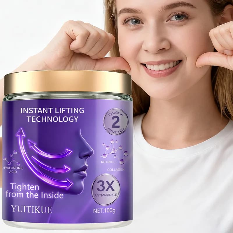 YUITIKUE Crema Viso Effetto Lifting Istantaneo, Risultati in 2 Minuti, 3X Anti-Rughe con Retinolo Collagene HA 100g