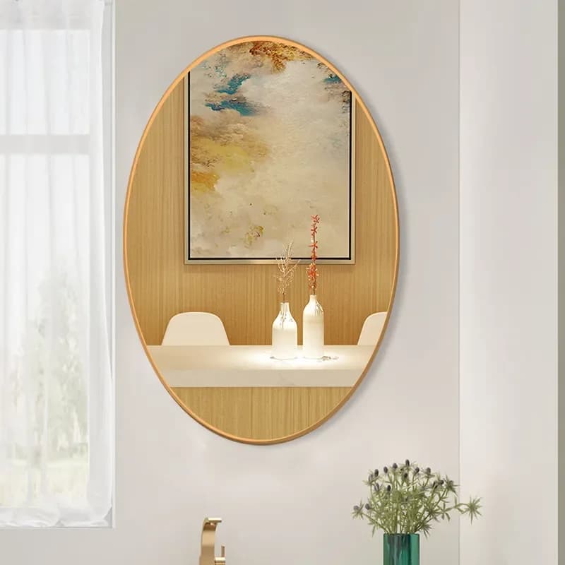 Elliptical Aluminum Alloy LED Bathroom Mirror Intelligent Induction Stepless Dimming Ultra Clear Anti Fog Cosmetic Hotel Wall