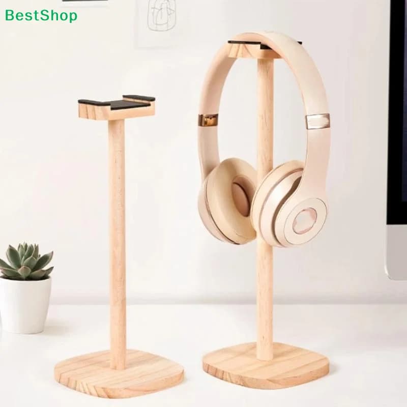 Natural Wood Headphone Stand With Stable Base For Gaming/Over-Ear Headphones