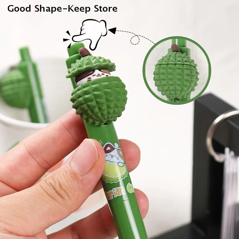 Penna Gel Kawaii a Forma di Frutta Durian 0,5mm, Premi per Vedere una Gattina, Penna Carina per Firma, Cancelleria Regalo, Articoli per Scrittura