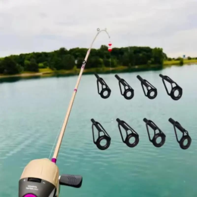 Stainless Steel Fishing Top Rod Guide Porcelain Ring 8/80pcs DIY Fishing Pole Tip Repair Rod Tip Accessories Fishing Tackle