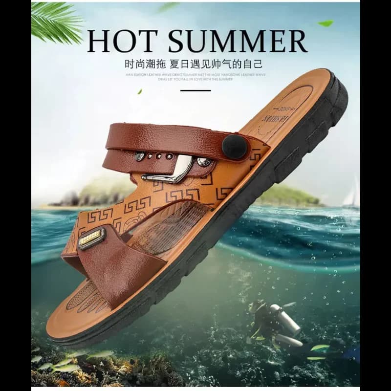 Classic Universal Vintage Men Slides Soft Breathable Strap, Flexible Anti Slip Sole Convenient for Daily Outfit Mixing