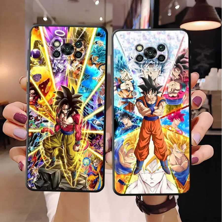 Dragon Ball Bello Goku Custodia per Xiaomi Poco C40 C50 F3 F7 C75 X7 C71 C51 C61 X5 M3 M4 Pro X3 NFC X4 Pro M5s M7 Nero Morbido