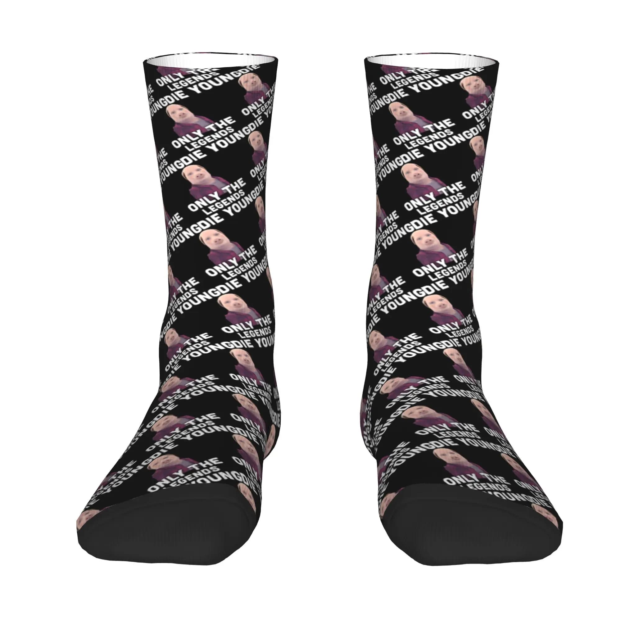 Custom Fashion Printed John pork is calling Socks for Men Women Stretch Summer Autumn Winter Funny Pig Crew Socks