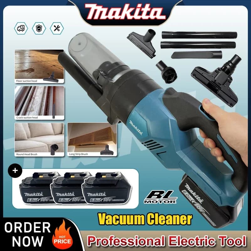 Aspirapolvere Portatile Senza Fili Makita per Casa e Auto, Ideale per Pavimenti in Legno e Moquette, Compatibile con Batteria 18V