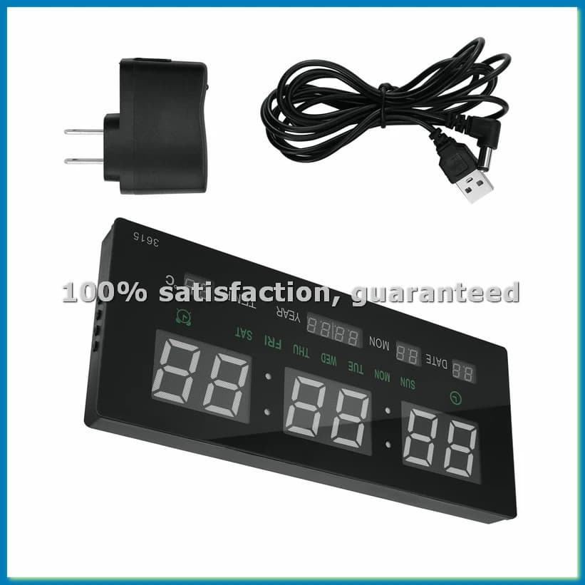 Digital Wall Clock with LED Calendar, Alarm clock with Oral Suonery, Temperature, Table Clock for Green House- ABLM