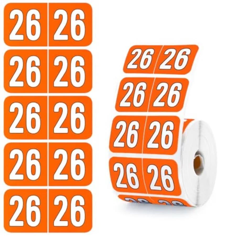 500 Pezzi Etichette Adesive Impermeabili per Cartelle Anno 2026, Rettangolari, per Cartelle e Buste, Numerate