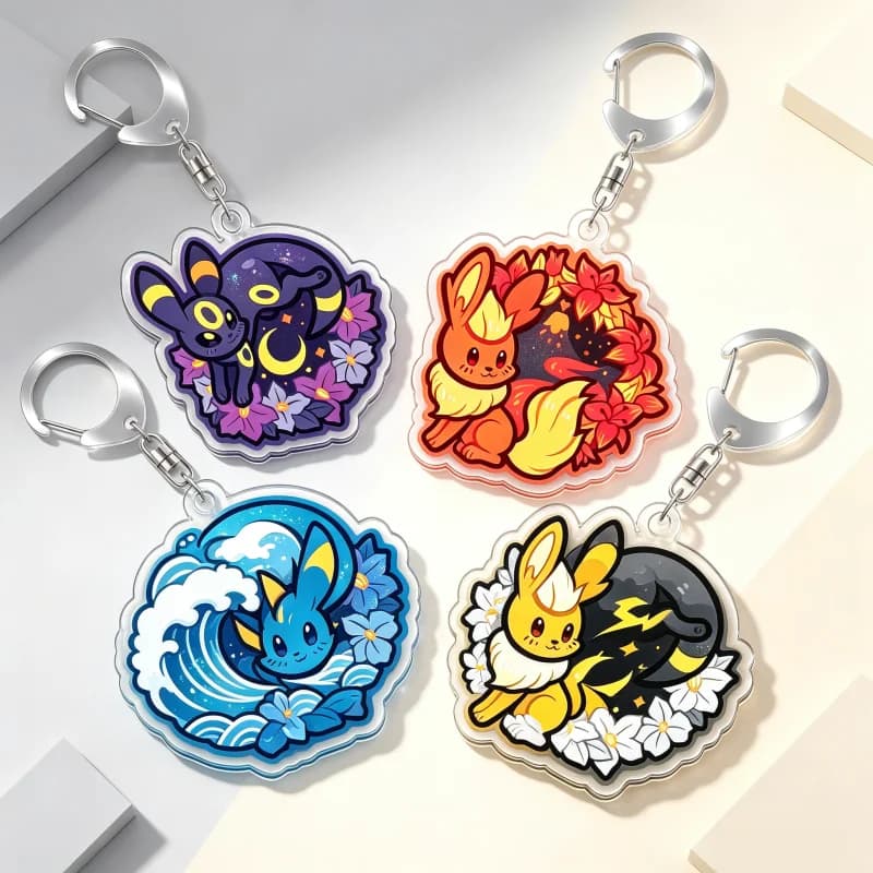 Keychain For Pokemon Umbreon Flareon Acrylic HomemadeCartoon Anime Backpack Pendant Decoration Collection Fans Gift 5cm