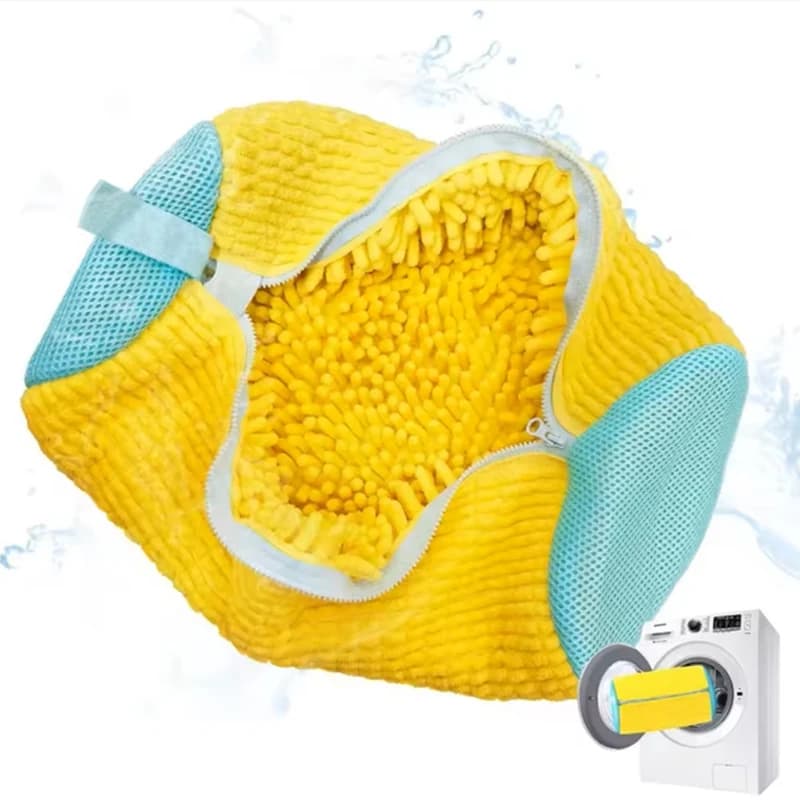 SZKOY 1/2Pcs Shoe Washing Bag for Washing Machine, Fluffy Inner Fibers Effectively Remove Dirt, Anti-Deformation Reusable Laundry Bag No More Hand Scrubbing