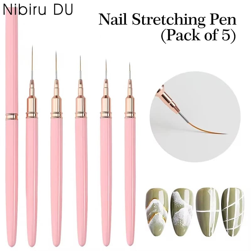 Set di 5 Pennelli Professionali per Nail Art, Kit per Gel UV, Pennelli per Manicure Francese, Disegno a Righe, Pittura Floreale, Strumento per Manicure