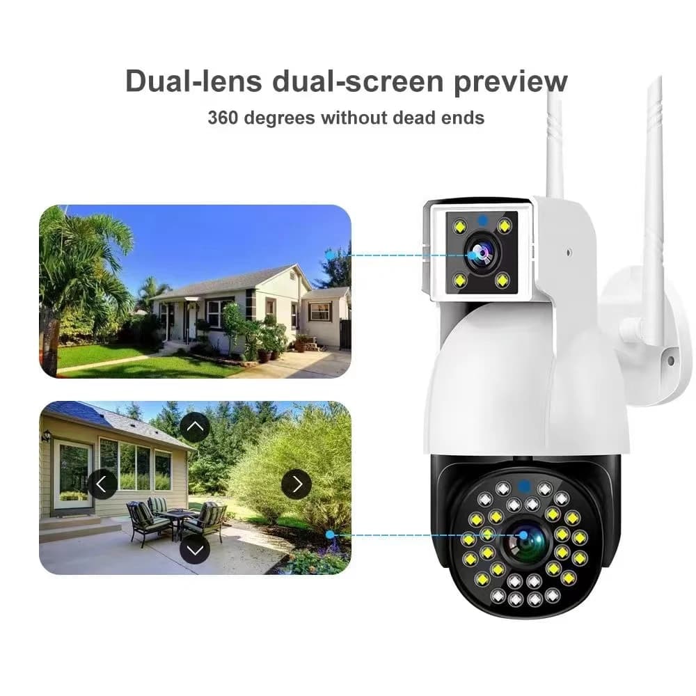 Telecamera IP a Colori 4MP con Doppia Lente e Collegamento Video, Rilevamento Umanoide AI, Allarme di Sicurezza Domestica, Monitor per Bambini