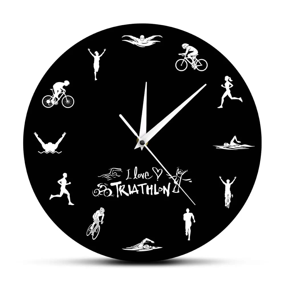 Triathlon Modern Wall Clock Nuoto Bici Cycling Running Sport Home Decoration Triatleta Wall Clock Triathlon Fans Gift