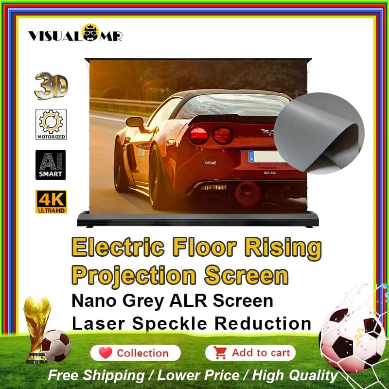 Schermo di Proiezione Elettrico a Scomparsa Nano Grigio ALR (Anti-Luce Ambientale) da 150 Pollici per Proiettori Laser Tricolore 3D/4K - Novità!