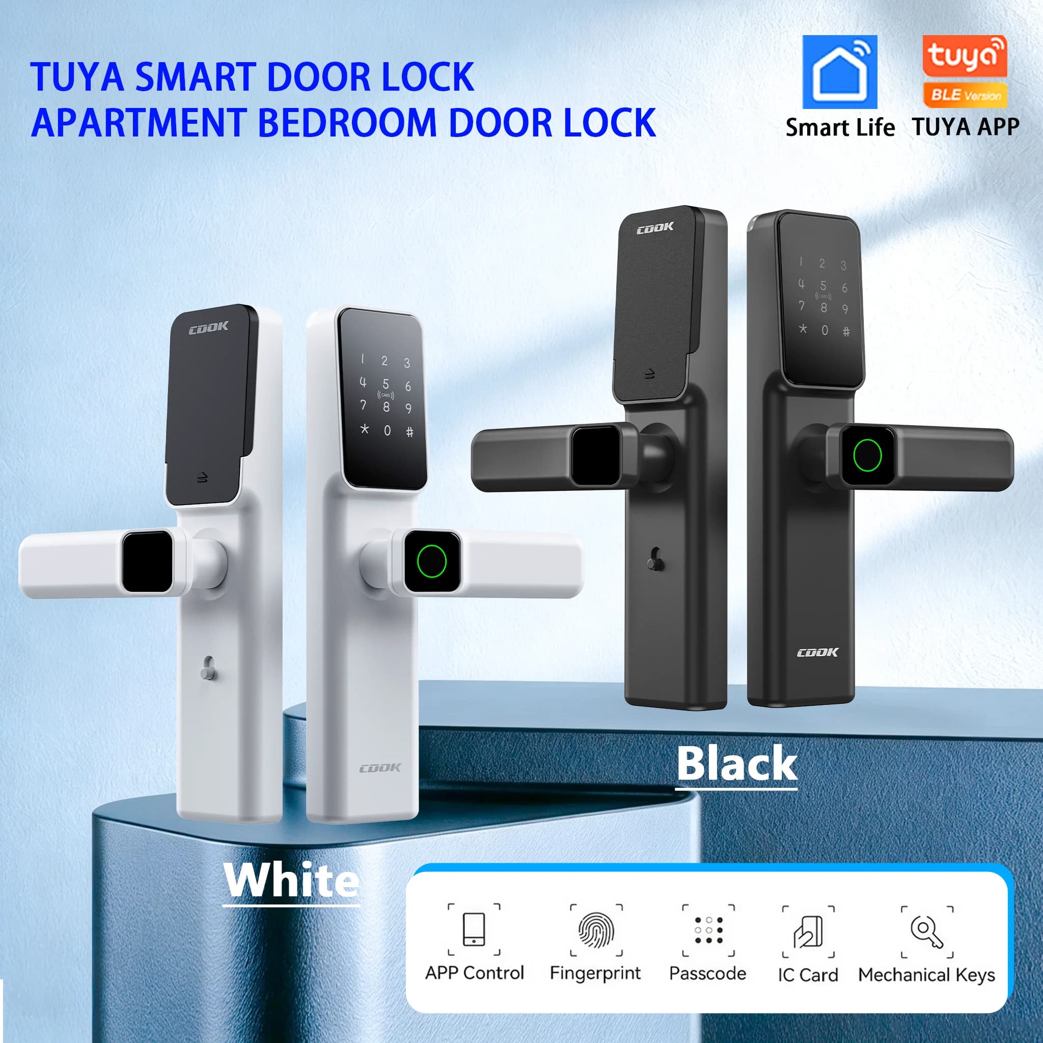 P30 Tuya Bluetooth Smart Door Lock,Fingerprint Password IC Card Key Unlock Digital Electronic Handle Lock For Indoor Wooden Door