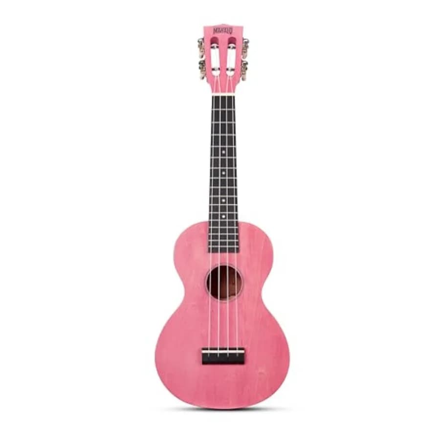 Island Series Concert Ukulele for live performance, mahogany body, coral pink finish, rich warm tone and excellent projection