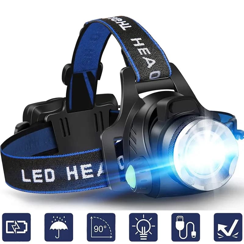 Potente lampada frontale a induzione a LED Use18650 Batteria ricaricabile Faro Lampada da campeggio esterna in alluminio Torcia frontale ad alto lume