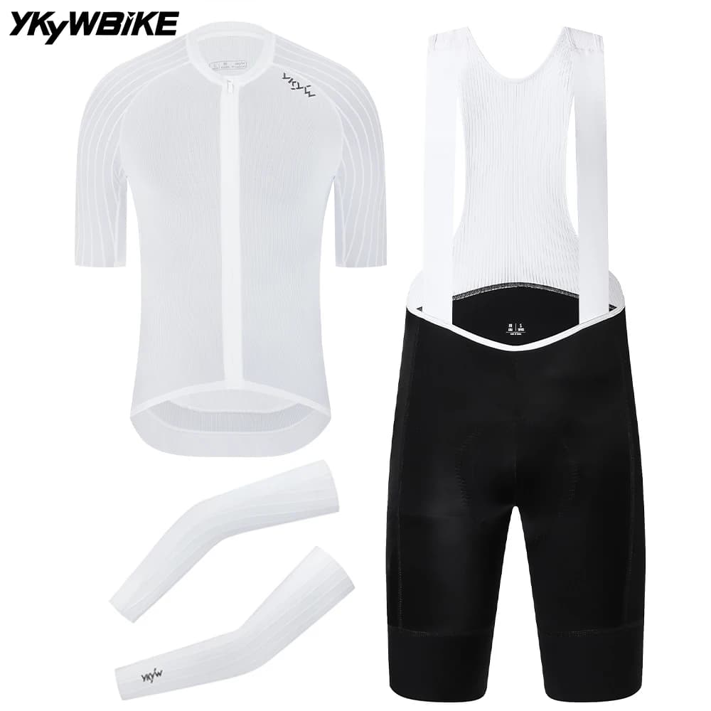 YKYWBIKE Kit Ciclismo Aerodinamico a 3 Pezzi: Maglia, Salopette e Manicotti Aerodinamici per Bici da Strada