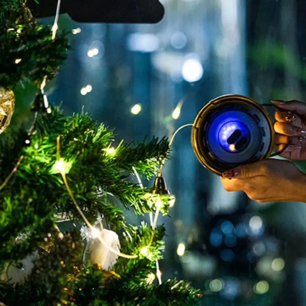 Luce LED per tenda, stringa luminosa a manovella, lampada LED da esterno con misuratore di lunghezza, sistema di illuminazione a striscia, stringa luminosa ambientale