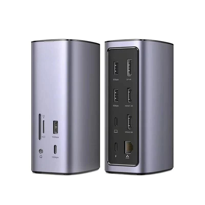 12 in 1 Aluminum Alloy Docking Station USB 3.2 C 8K Port Adapter Type-C Hub PD Charging for MacBook TV in Stock