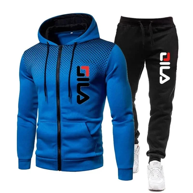 Felpa con cappuccio casual da uomo primavera e autunno + pantaloni sportivi Set da due pezzi 2025 Nuovo set di camicie sportive da uomo con cerniera all'aperto