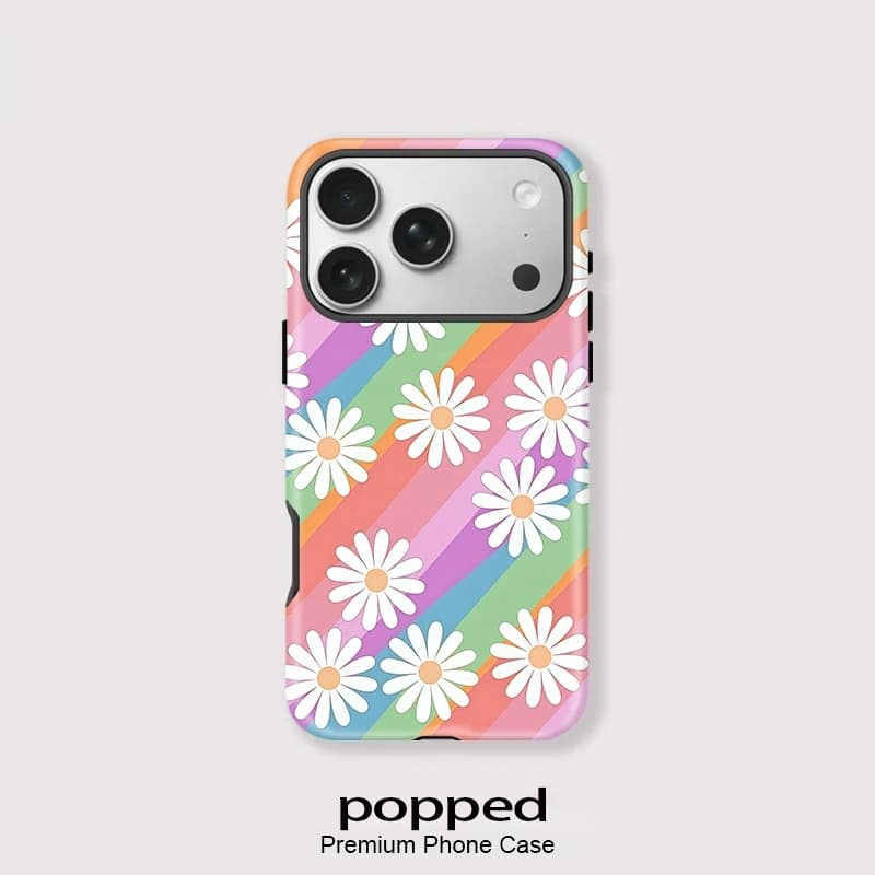 Popped For Magsafe Phone Case for iPhone 17 Air 16 15 14 Plus 13 12 11 Pro Max Shockproof Matte Floral Rainbow Cover