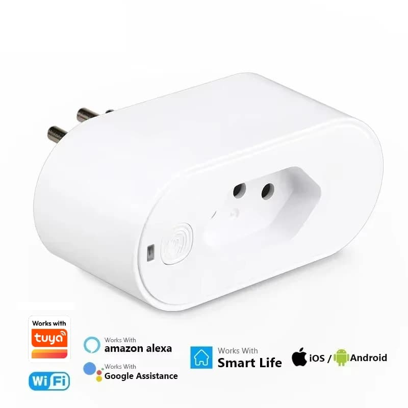 Compatible with Tuya, Smart WiFi Standard Brazilian 16A/20A, Works with Google Home and Alexa, with Power Monitoring and Remote Control via App