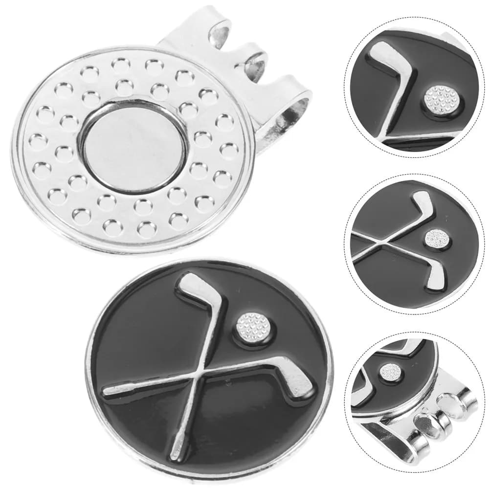 2 Pezzi Clip per Cappello da Golf, Decorazione Magnetica, Marcatori di Palline Portatili in Metallo, Accessori da Golf Neri per Viaggi