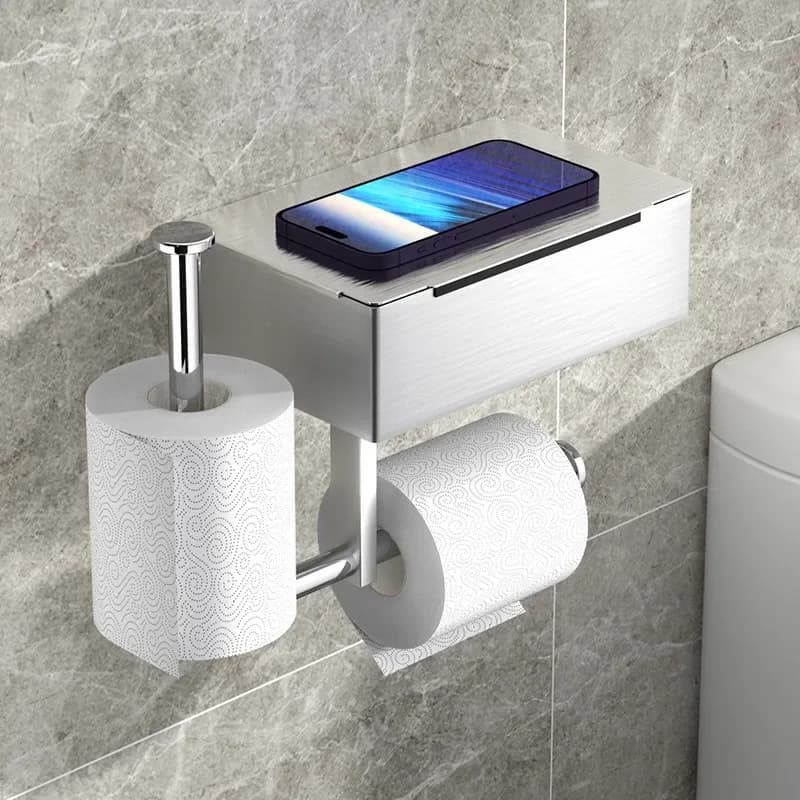Portarotolo da parete in acciaio inossidabile (1 pz) - Dispenser porta carta igienica senza foratura per bagno e toilette