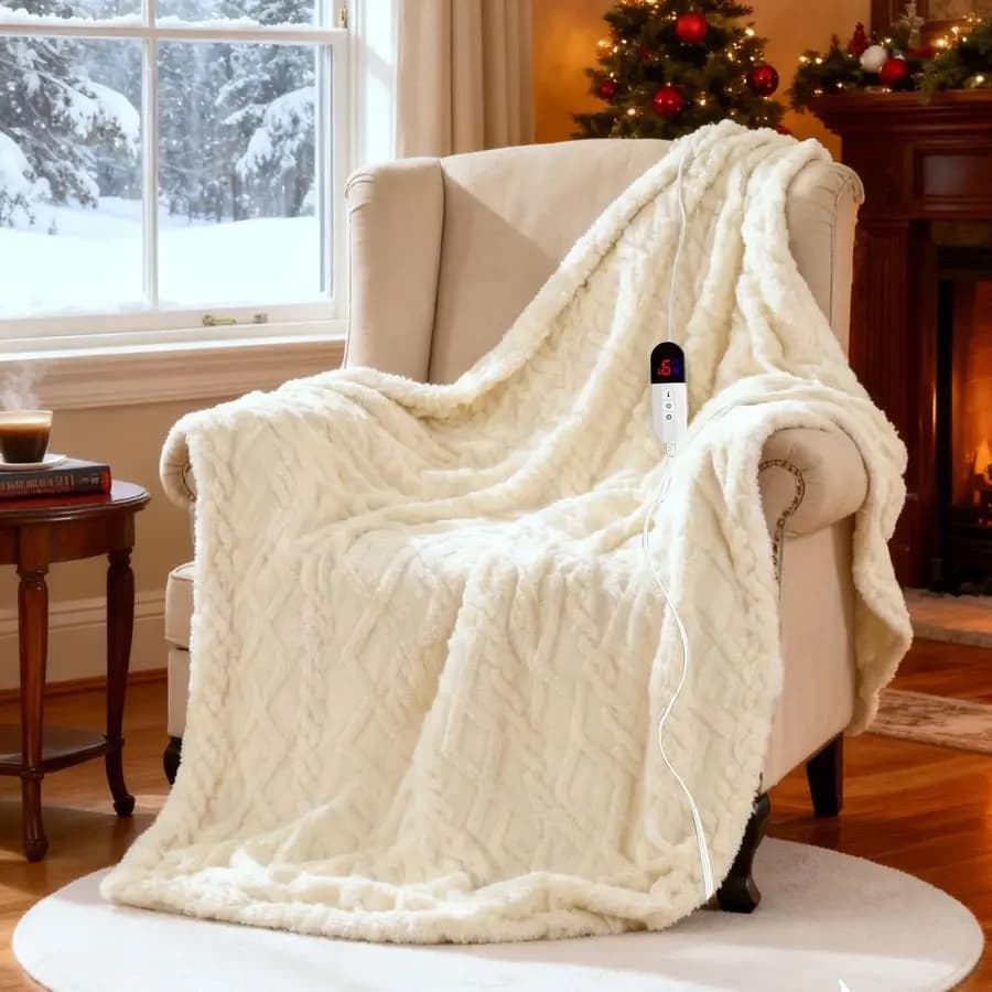 Coperta elettrica riscaldata, coperta elettrica a riscaldamento rapido 50 x 60 con 6 livelli di calore amp 4 ore di spegnimento automatico, amplificatore Ultra Coza Warm H