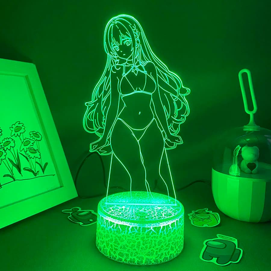 Lampada Notturna LED 3D Neon Anime per Uomo, Regalo di Compleanno Kawaii per Amici, Decorazione Camera da Letto Otaku, Lampada Lava Manga Ragazza Sexy