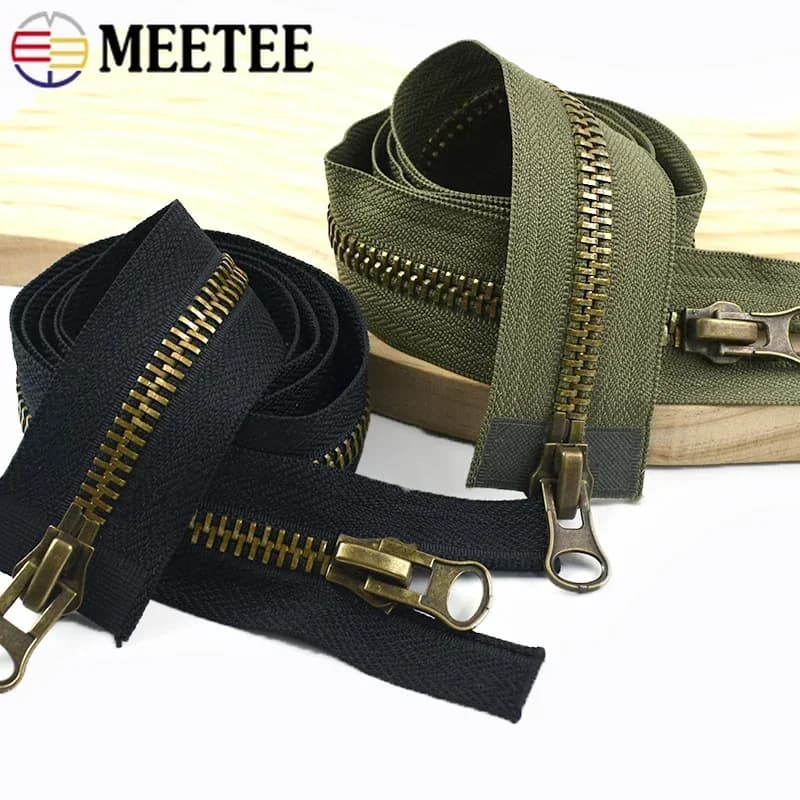 8 # 12-120 centimetri Cerniere In Metallo Doppio Cursore Chiusura Con Zip A Due Vie per Cappotto Giacca Tasca Cerniera Kit di Riparazione Borsa FAI DA TE Accessori Per Cucire