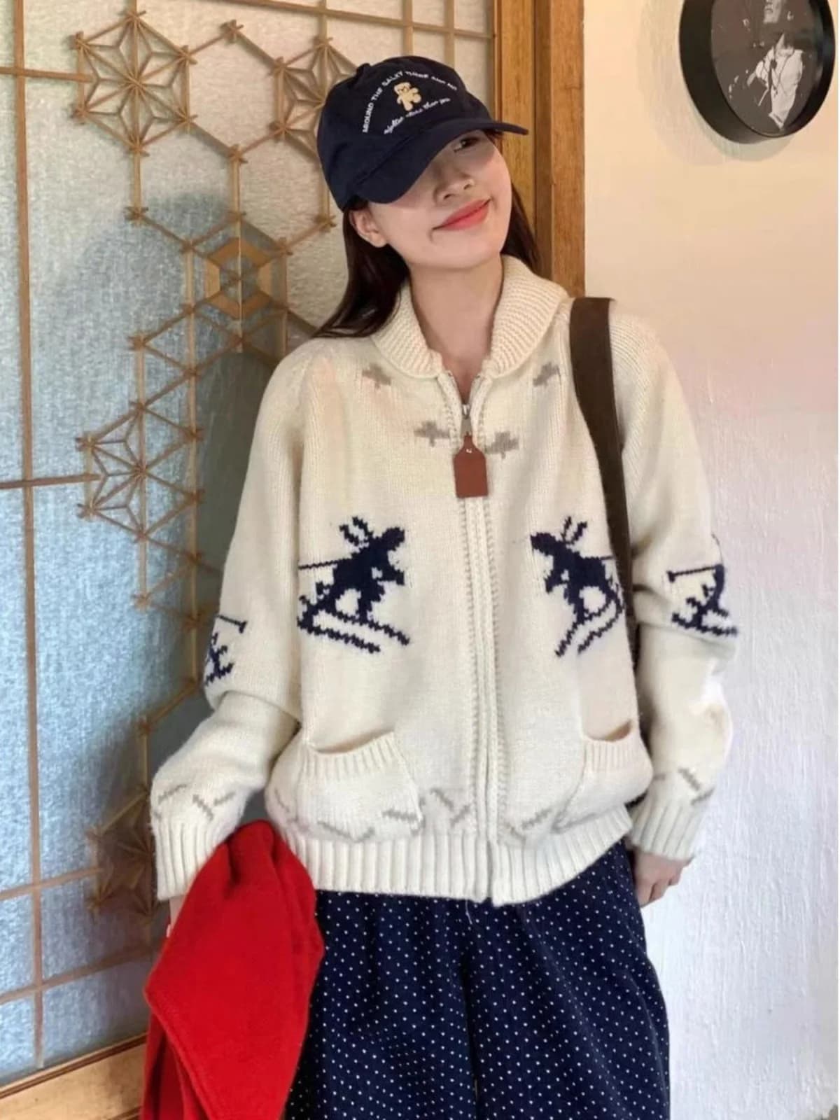 Inverno Aosphere Maglione lavorato a maglia Cardigan ad ago Snowboard Little Man Design Modello Loose Fit Lungo Sve rotondo Ne Calore