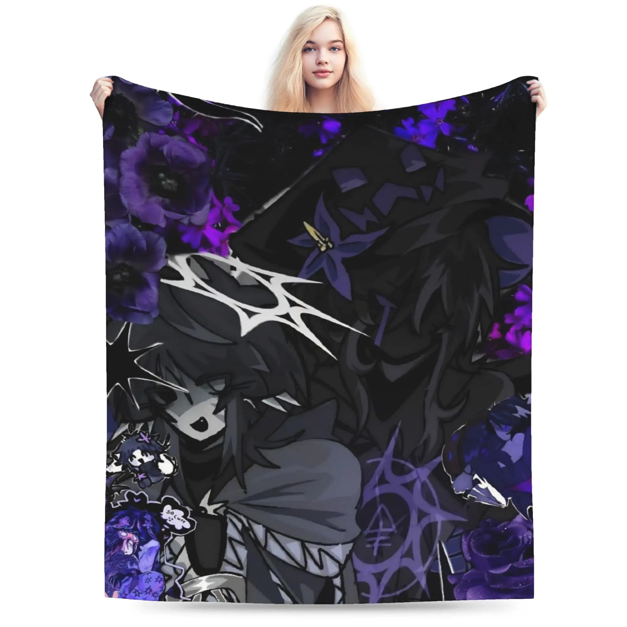 Coperta Anime Azuretime in flanella stampata Azure Two Time Forsakens, coperte calde multifunzione per la casa, copriletti per esterni