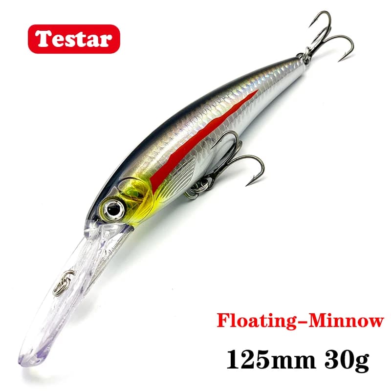 125mm 30g Testar Trolling Minnow Barca Esche da pesca Galleggiante Acqua salata Affondamento lento Wobblers Esca artificiale per GT Spigola