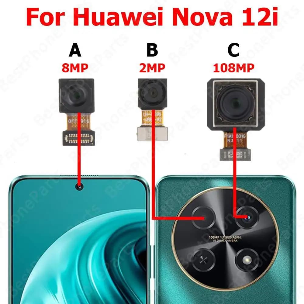 Fotocamera per Huawei Nova 12i posteriore posteriore frontale frontale Selfie modulo fotocamera posteriore parti di ricambio per telefono cellulare