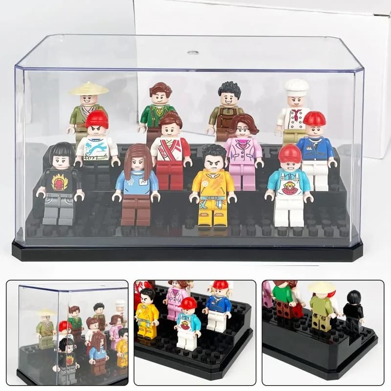 Acrylic Exhibitor for Minifigure, Stackable and Dustproof Box for Construction Blocks and Action Figure Lego Display