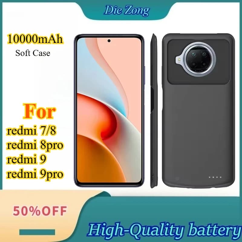 Nuova Custodia Morbida per Telefono con Batteria di Backup e Caricatore Rapido Power Bank 10000mAh per Redmi Note 7/8/8 Pro/9/9 Pro