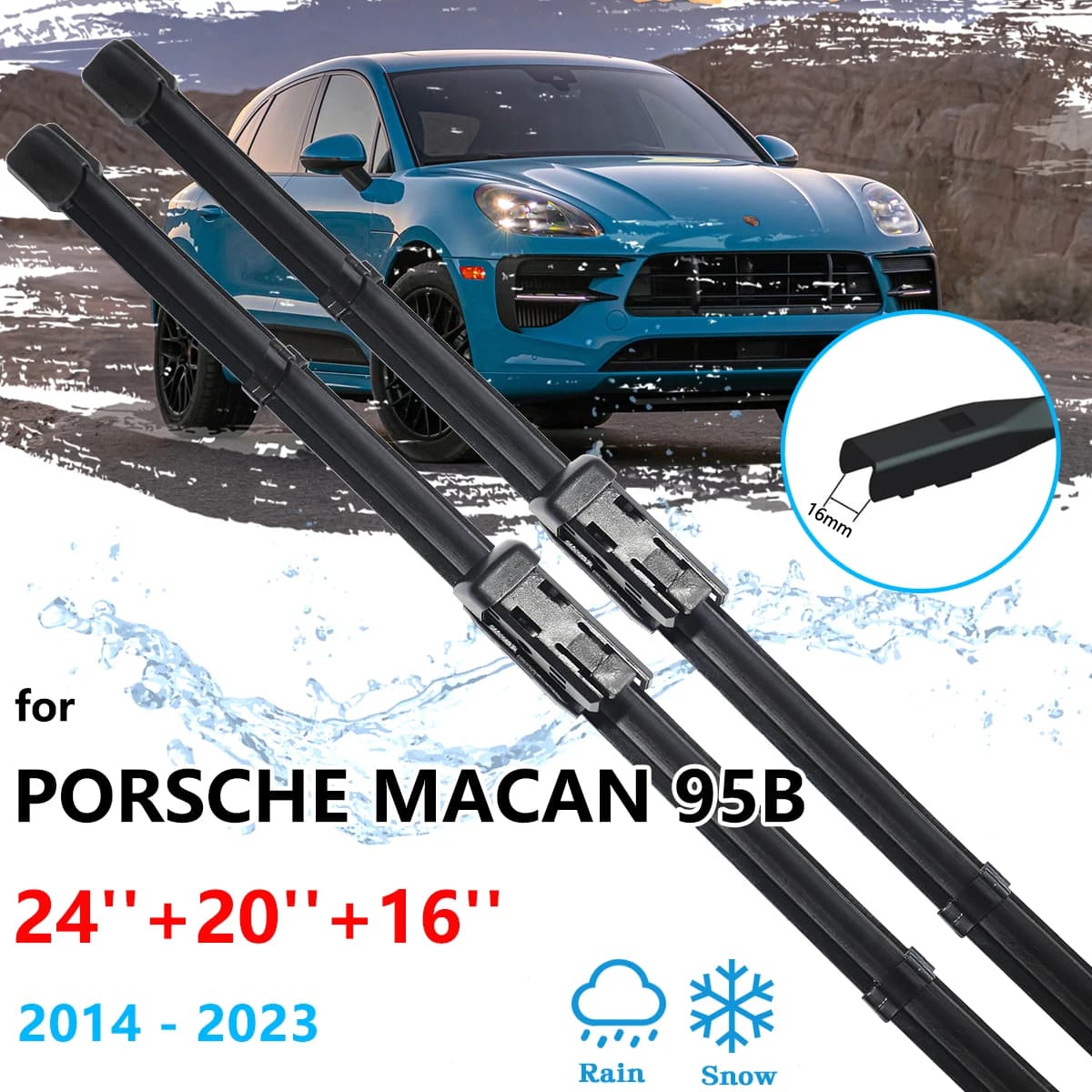 Per Porsche Macan 95B 2014 ~ 2023 spazzole tergicristallo anteriore parabrezza spazzole parabrezza taglierina rondelle di pulizia accessori auto