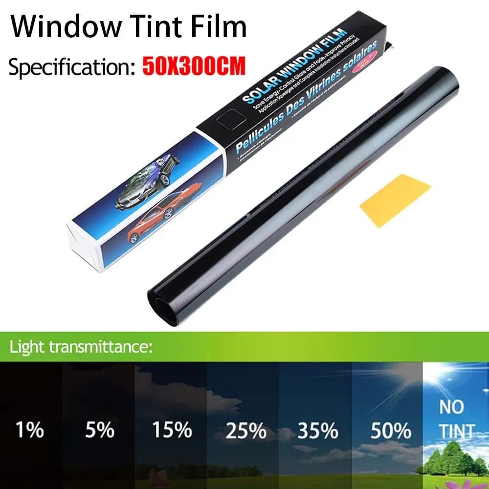 3Mx50CM VLT Nero Fogli per vetri per auto Pellicola colorante Pellicole adesive per protezione solare UV per vetri per finestre di casa