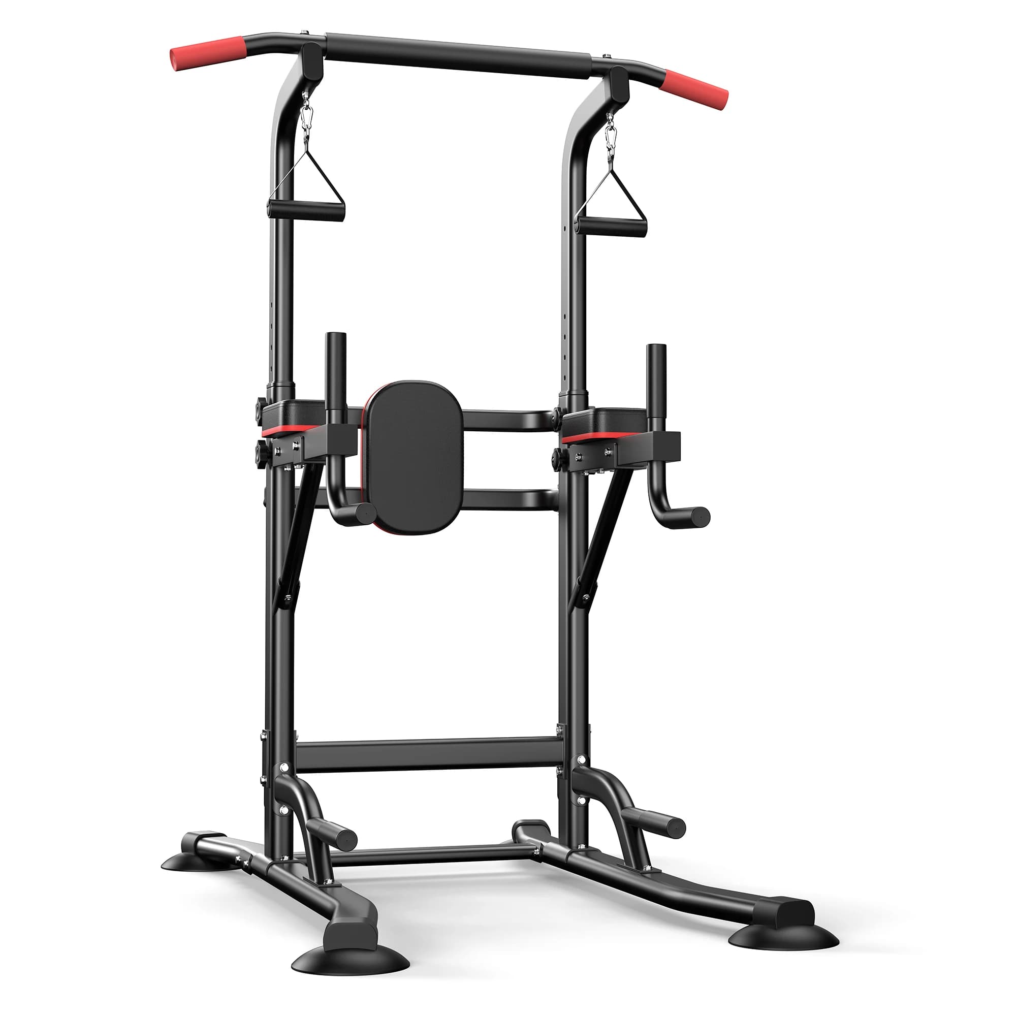 Power Tower Pull Up Bar autoportante con bande di resistenza, stazione dip in acciaio legato resistente da 350 libbre per palestra domestica
