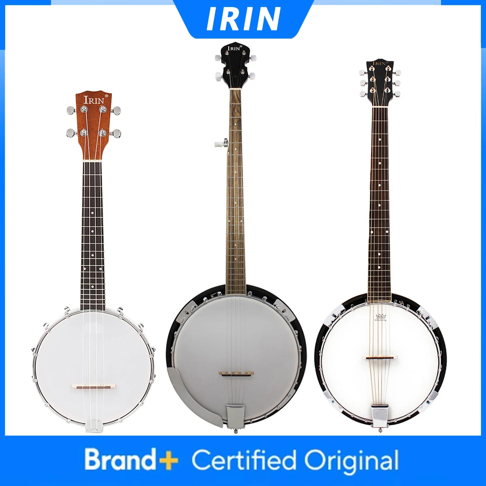 Banjo IRIN a 4/5/6 Corde, Corpo in Sapele, con Borsa, Plettri, Accordatore, Capotasto, Strumento Musicale per Principianti, Regalo