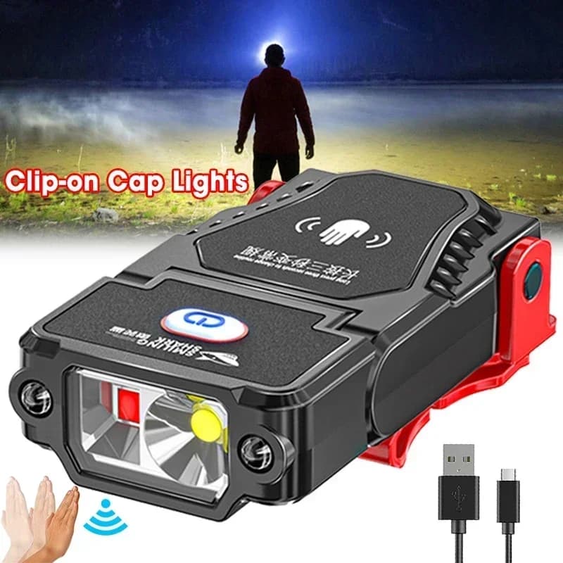 Mini Sensor LED Front Corner Lamp Adjustable Hat Clip Lights Rechargeable USB Waterproof Camping Headlight Outdoor Camping