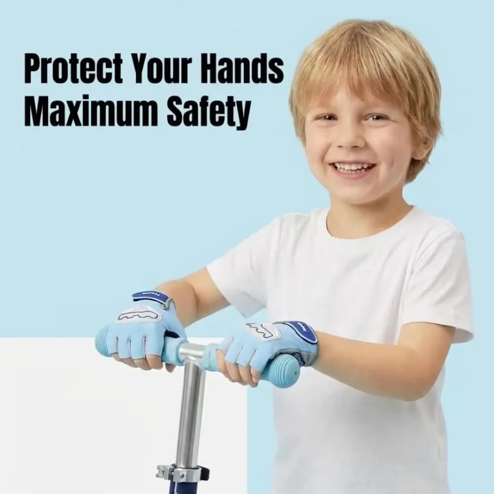 Guanti Antiscivolo per Bambini Mezze Dita, Assorbimento degli Urti, Touch Screen, Guanti da Ciclismo Traspiranti e Resistenti all'Usura