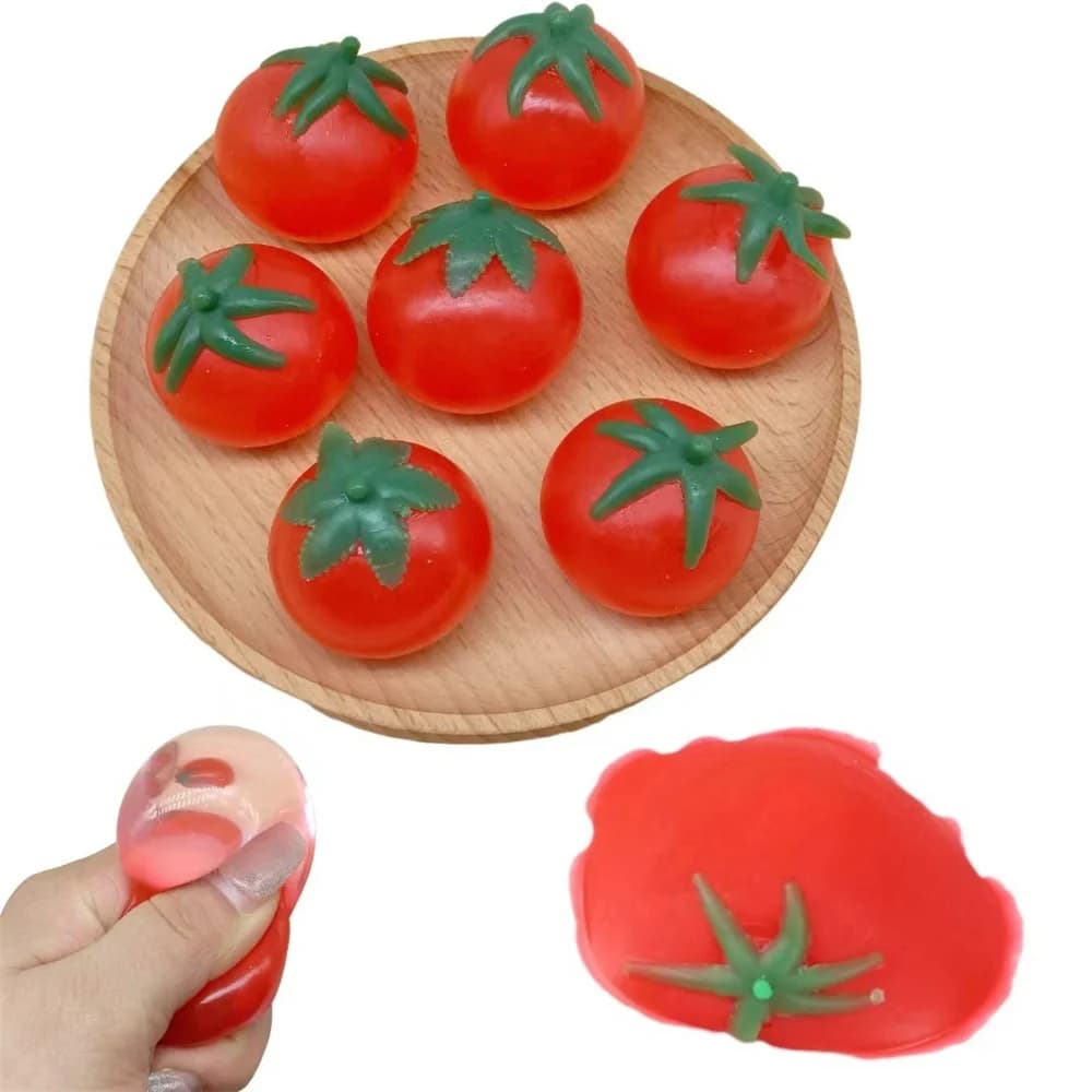 Palla antistress squishy di pomodoro Giocattolo sensoriale morbido per ADHD Autismo Giocattolo da spremere a rimbalzo lento per adulti Regalo di Natale per bambini