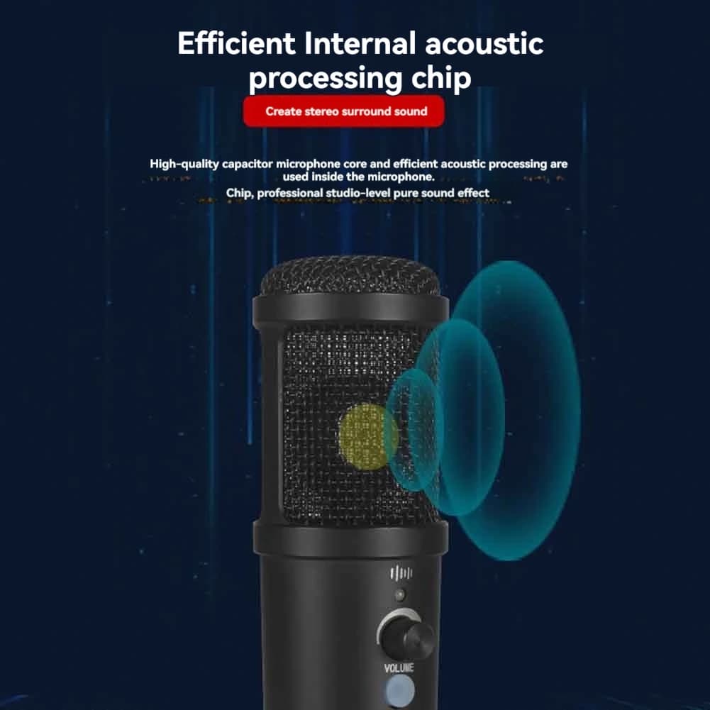 delFlash Sales del Play USB Microphone with Noise Cancellation Microphone Condenser for Microphone Podcast for PC with Rod Bracket