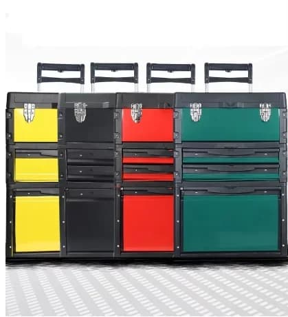 Multifunctional 3-Tier Modular Rolling Hardware Tool Box / Wheeled Hardware Tool Cart with Telescopic Handle